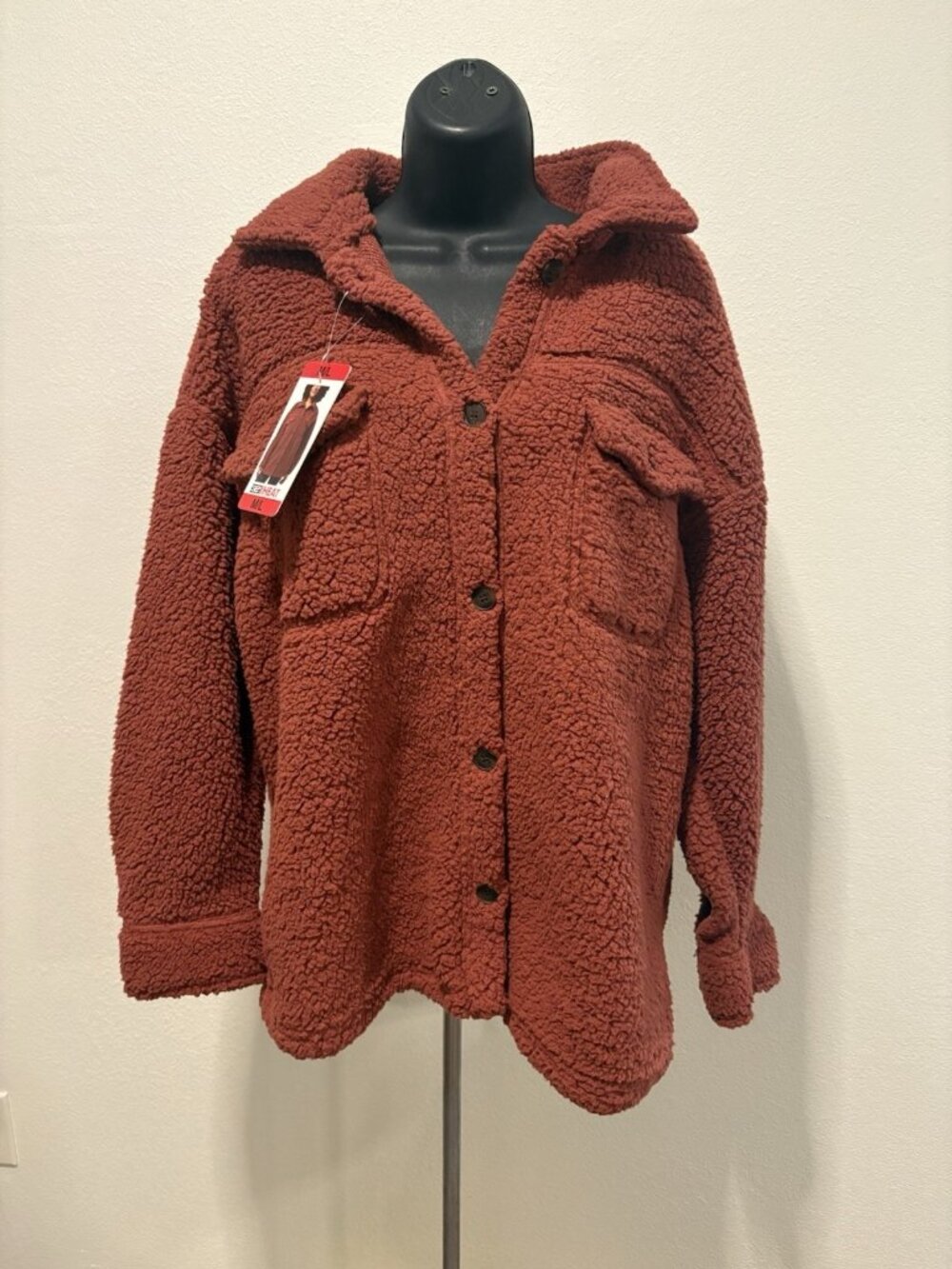 32 Degree Heat Women Medium Large  Faux Fur Teddy Bear Jacket Button Front NWT